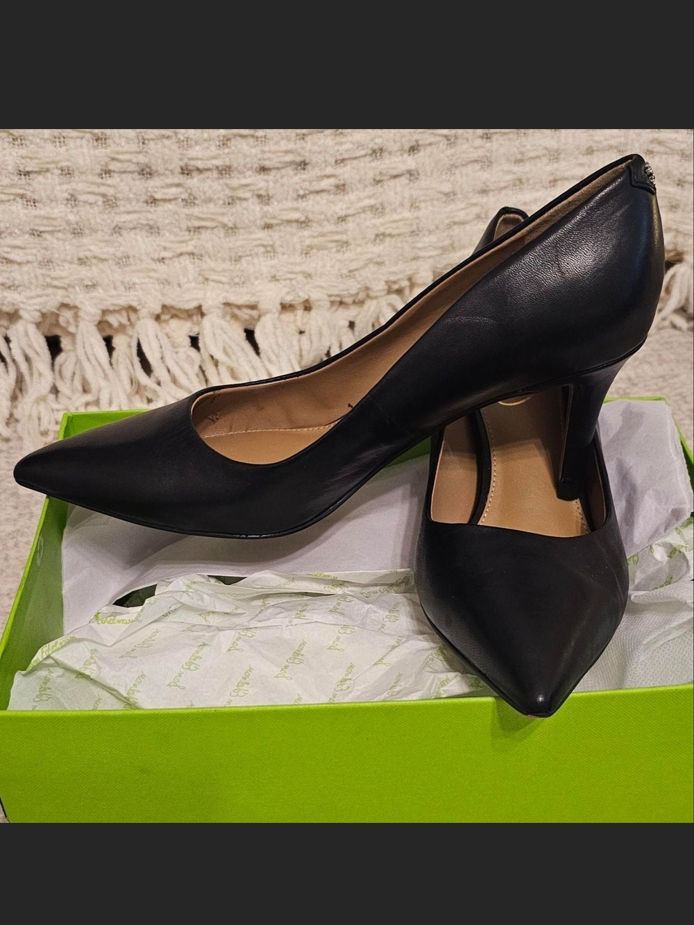Classic Black SAM ELDERMAN Leather Pointed-Toe Women’s Pumps. Like New Sz 7.5